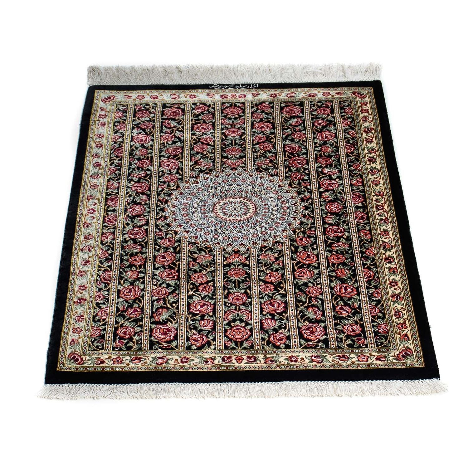 Alfombra persa - Ghom - 78 x 57 cm - azul oscuro