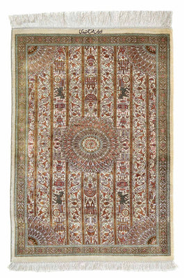 Alfombra persa - Ghom - 90 x 59 cm - beige