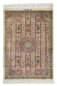 Alfombra persa - Ghom - 90 x 59 cm - beige