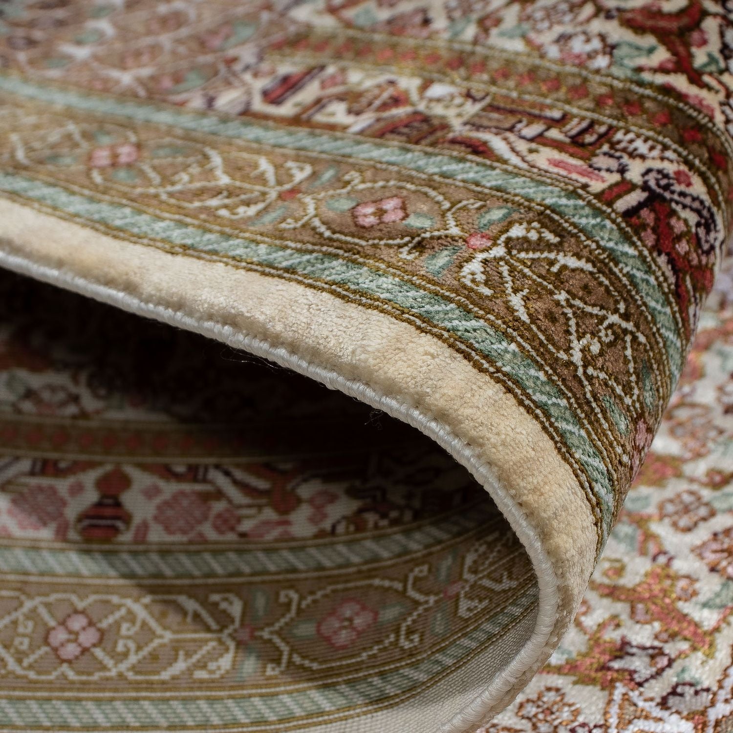 Alfombra persa - Ghom - 90 x 59 cm - beige