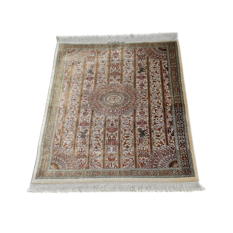 Alfombra persa - Ghom - 90 x 59 cm - beige