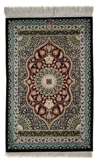 Alfombra persa - Ghom - 94 x 58 cm - azul oscuro