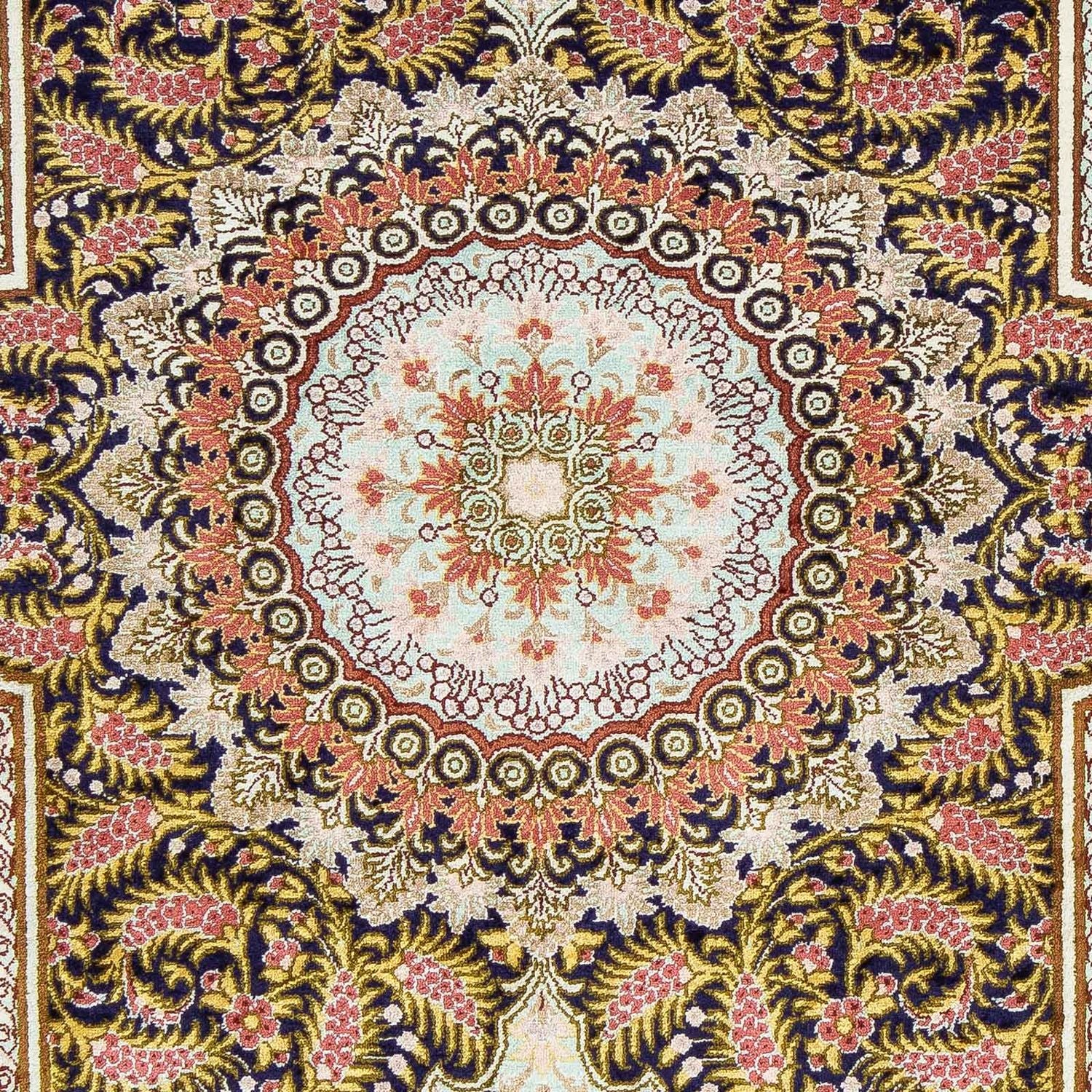 Alfombra persa - Ghom - 93 x 59 cm - azul oscuro