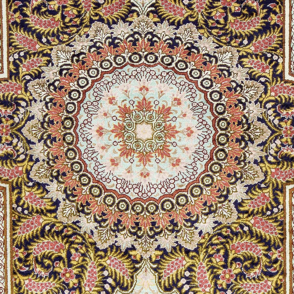 Alfombra persa - Ghom - 93 x 59 cm - azul oscuro
