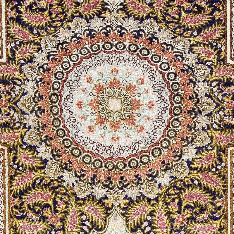 Alfombra persa - Ghom - 93 x 59 cm - azul oscuro