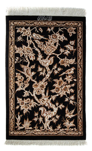 Alfombra persa - Ghom - 92 x 58 cm - azul oscuro