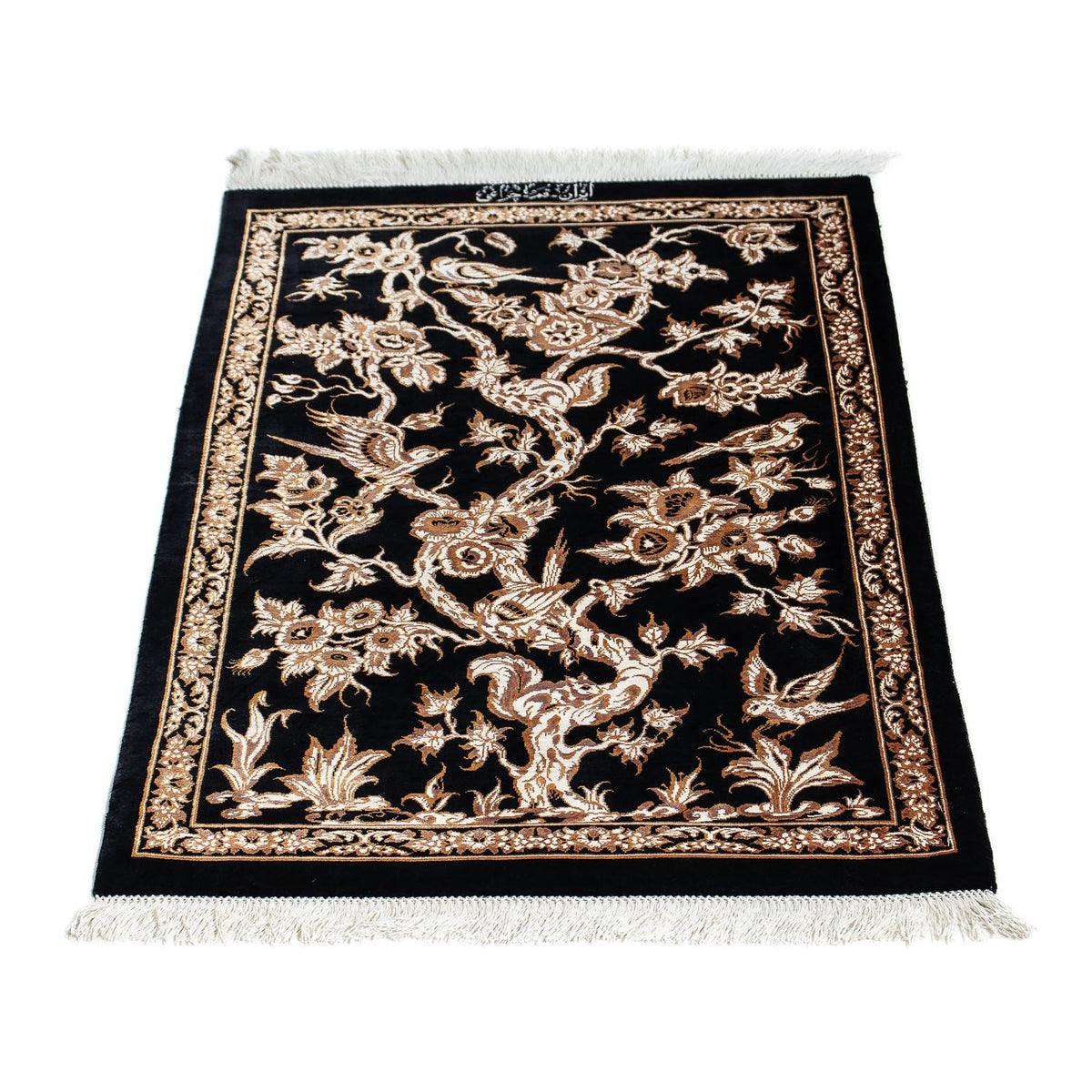 Alfombra persa - Ghom - 92 x 58 cm - azul oscuro