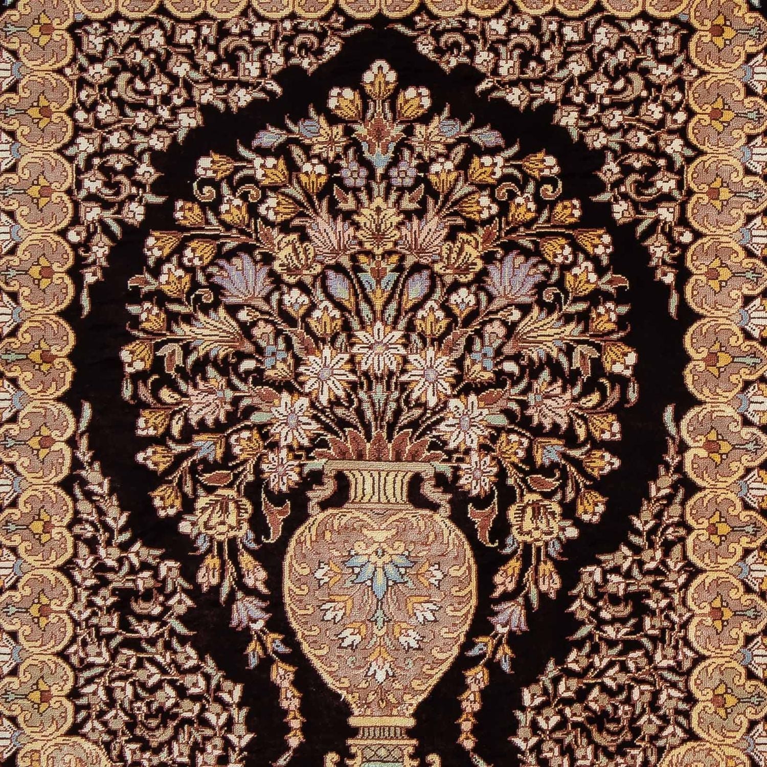 Alfombra persa - Ghom - 90 x 61 cm - azul oscuro