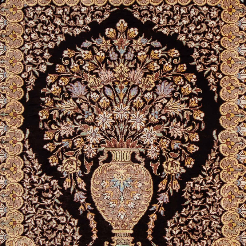 Alfombra persa - Ghom - 90 x 61 cm - azul oscuro