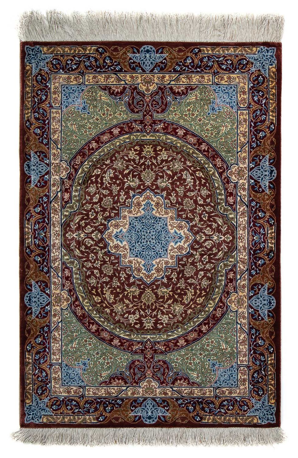 Alfombra persa - Ghom - 90 x 61 cm - multicolor