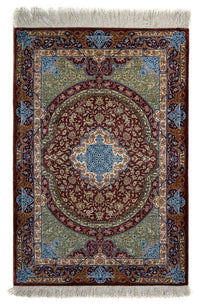 Alfombra persa - Ghom - 90 x 61 cm - multicolor