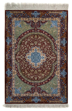 Alfombra persa - Ghom - 90 x 61 cm - multicolor