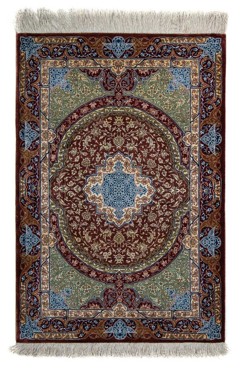 Alfombra persa - Ghom - 90 x 61 cm - multicolor