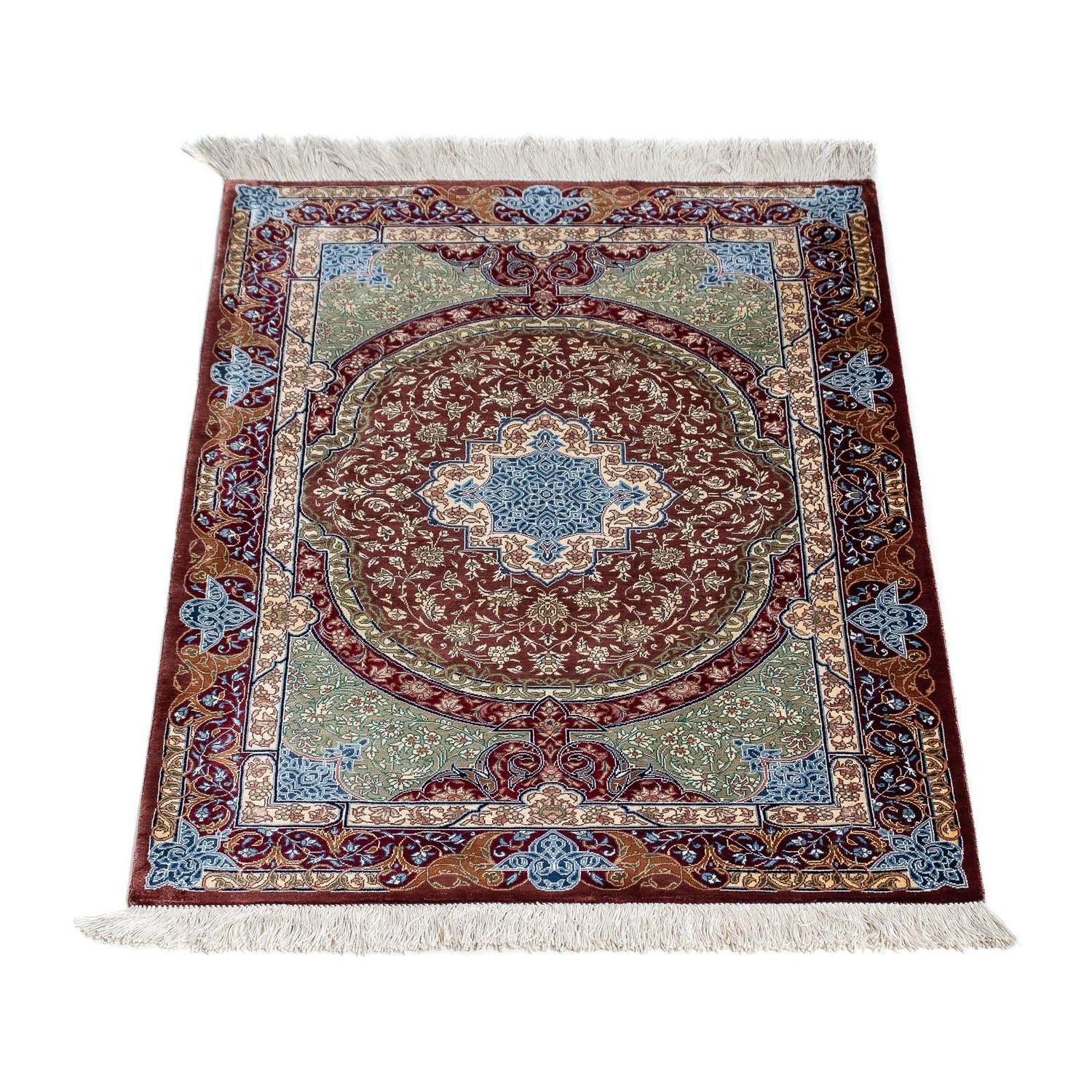 Alfombra persa - Ghom - 90 x 61 cm - multicolor