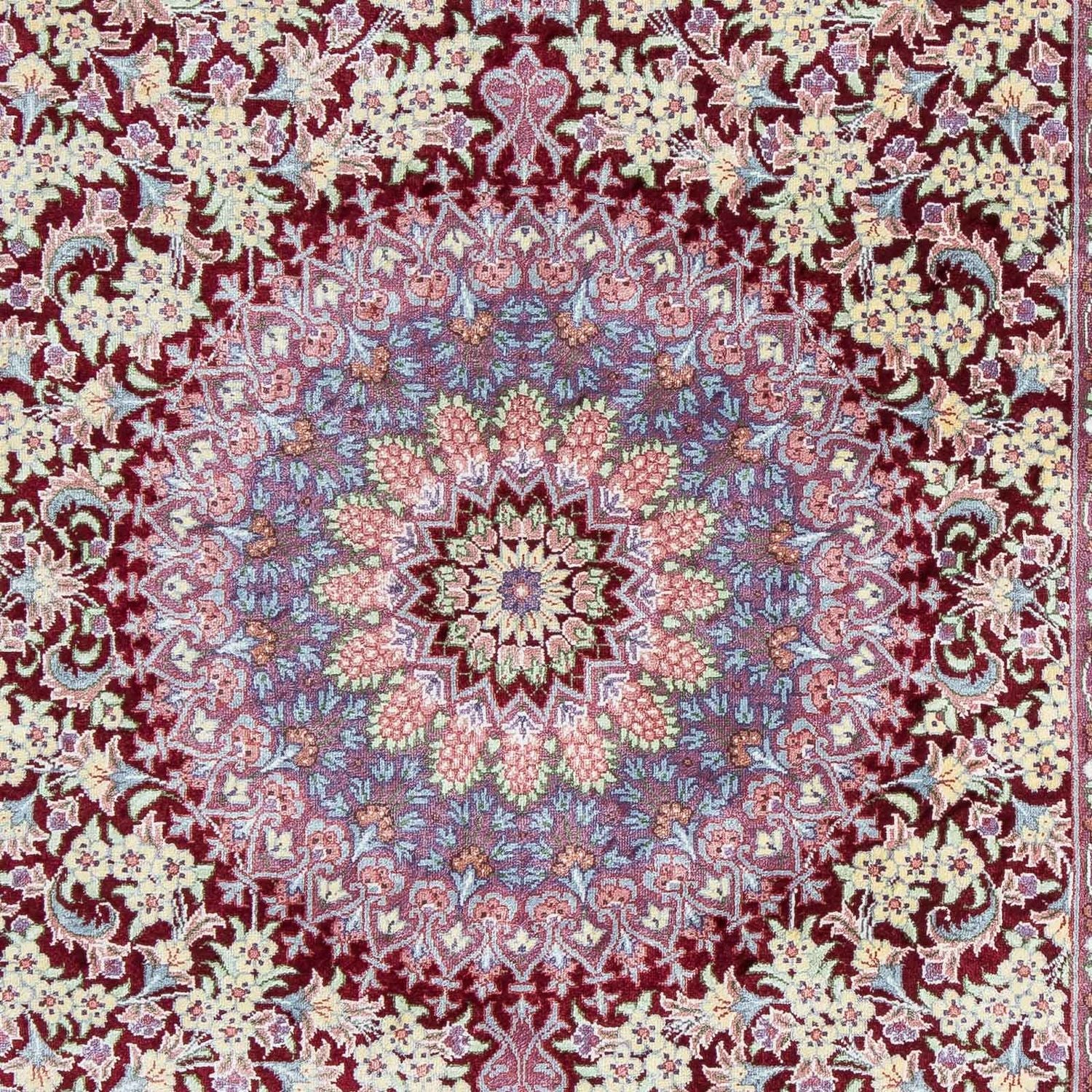 Alfombra persa - Ghom - 101 x 59 cm - rojo oscuro