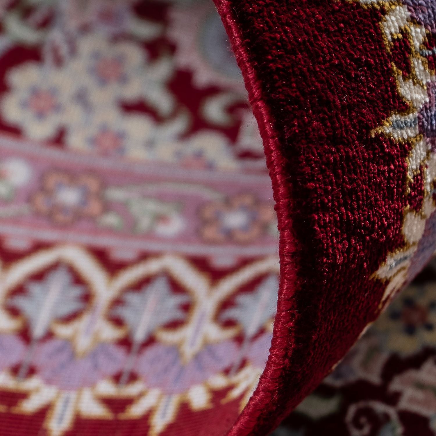Alfombra persa - Ghom - 101 x 59 cm - rojo oscuro