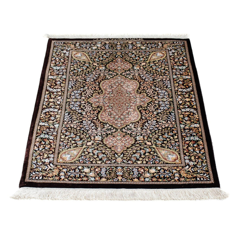 Alfombra persa - Ghom - 91 x 61 cm - azul oscuro