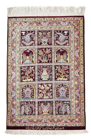 Alfombra persa - Ghom - 86 x 60 cm - multicolor