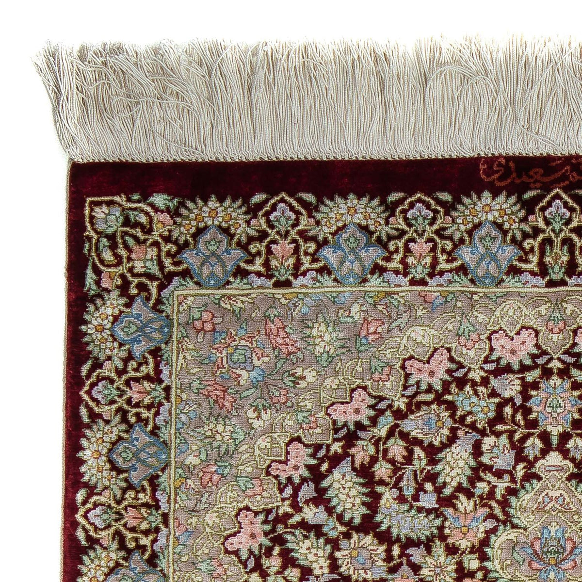 Alfombra persa - Ghom - 88 x 57 cm - rojo oscuro