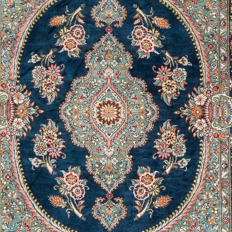 Alfombra persa - Ghom - 91 x 62 cm - azul oscuro