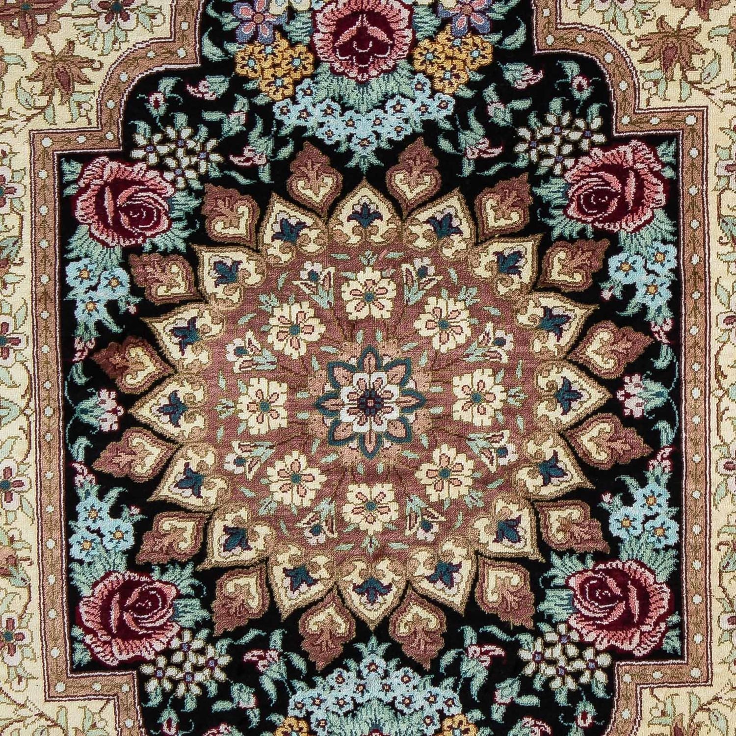 Alfombra persa - Ghom - 89 x 59 cm - azul oscuro