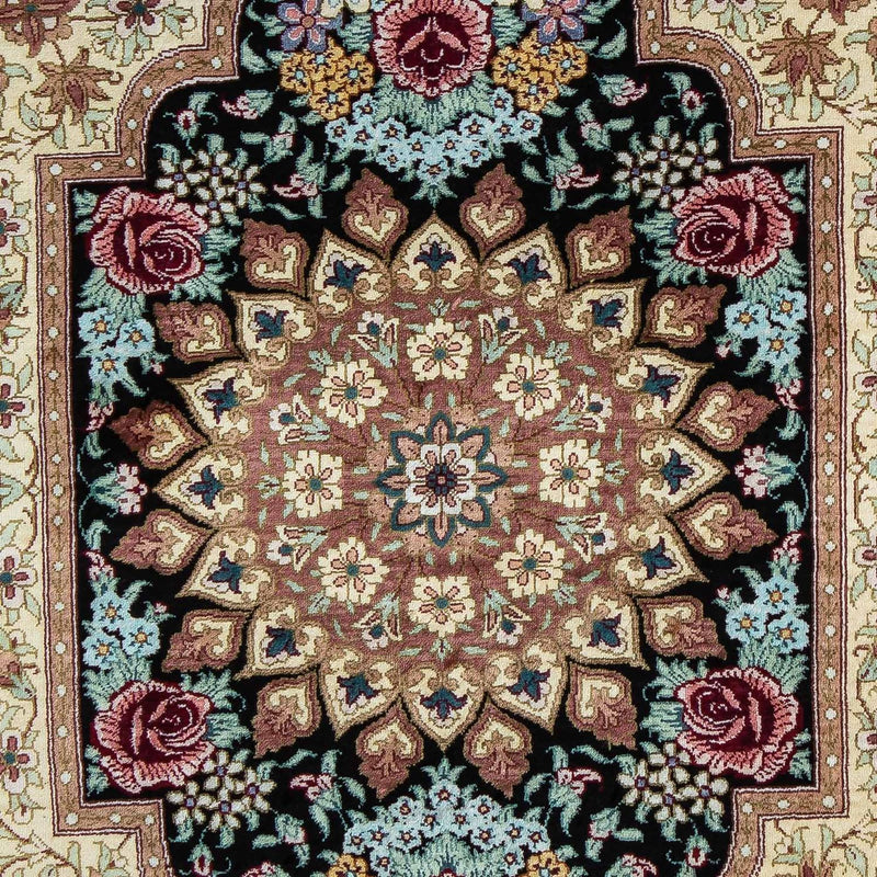 Alfombra persa - Ghom - 89 x 59 cm - azul oscuro