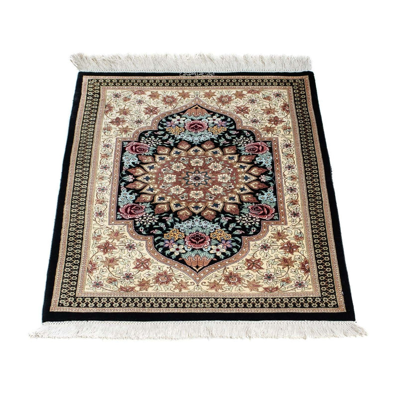 Alfombra persa - Ghom - 89 x 59 cm - azul oscuro