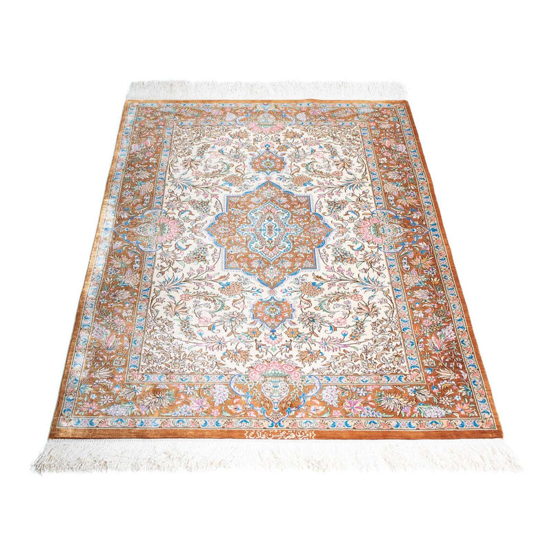 Alfombra persa - Ghom - 124 x 79 cm - beige