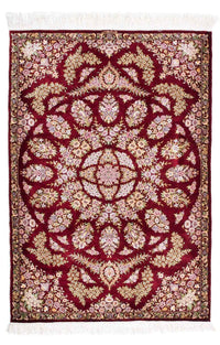Alfombra persa - Ghom - 122 x 85 cm - rojo oscuro