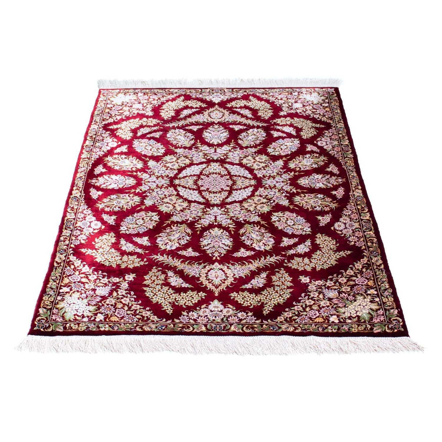 Alfombra persa - Ghom - 122 x 85 cm - rojo oscuro