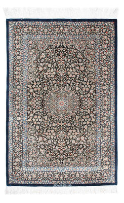 Alfombra persa - Ghom - 119 x 79 cm - azul oscuro