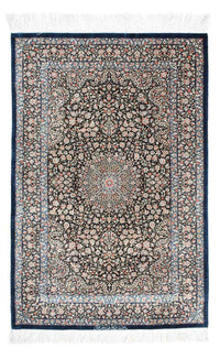 Alfombra persa - Ghom - 119 x 79 cm - azul oscuro