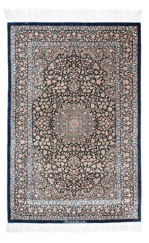 Alfombra persa - Ghom - 119 x 79 cm - azul oscuro