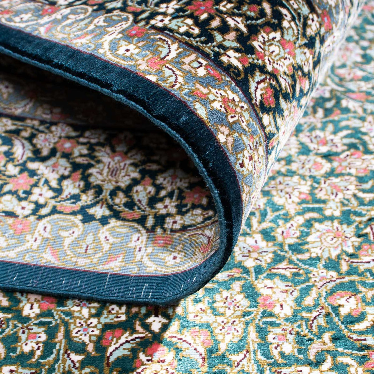 Alfombra persa - Ghom - 119 x 77 cm - azul oscuro