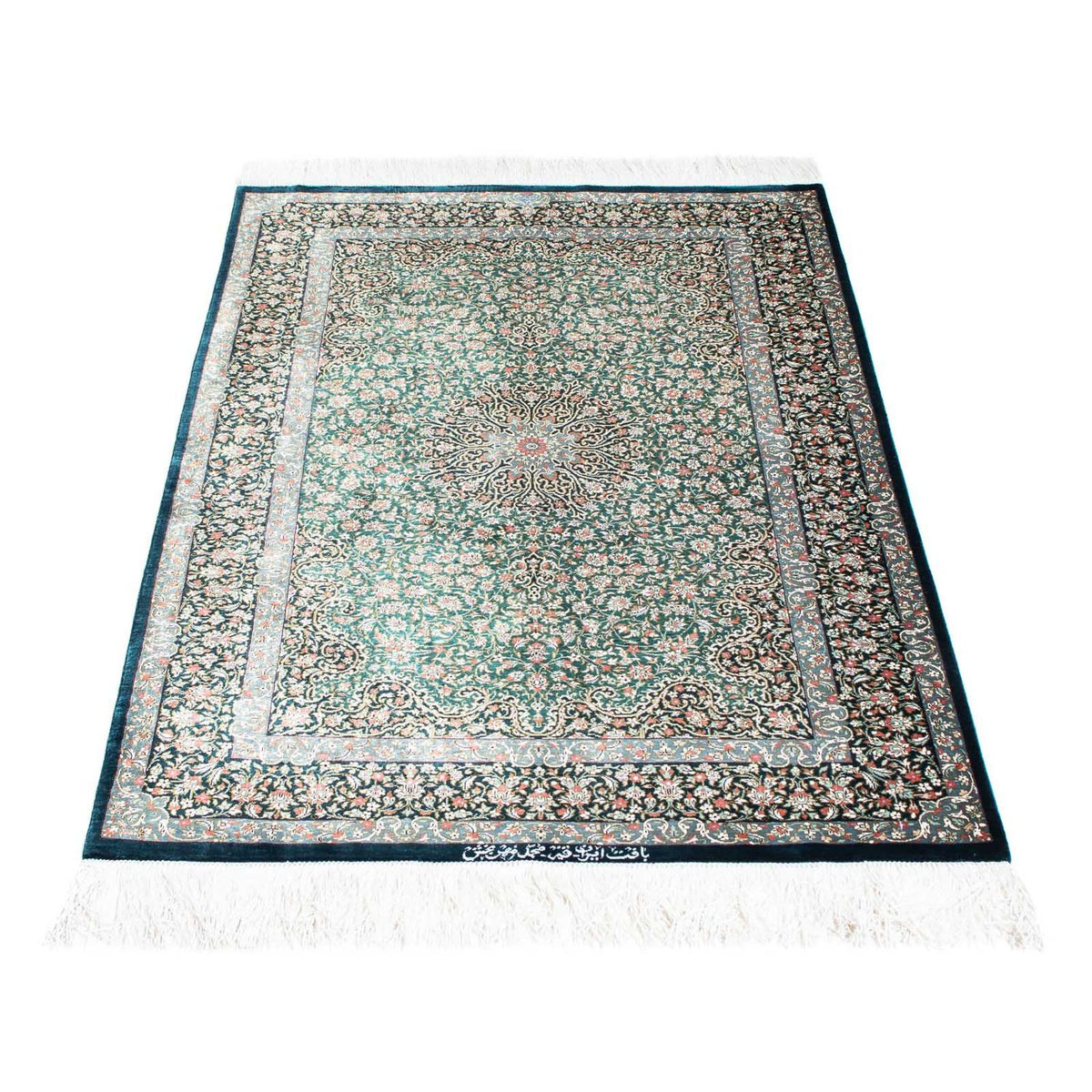 Alfombra persa - Ghom - 119 x 77 cm - azul oscuro