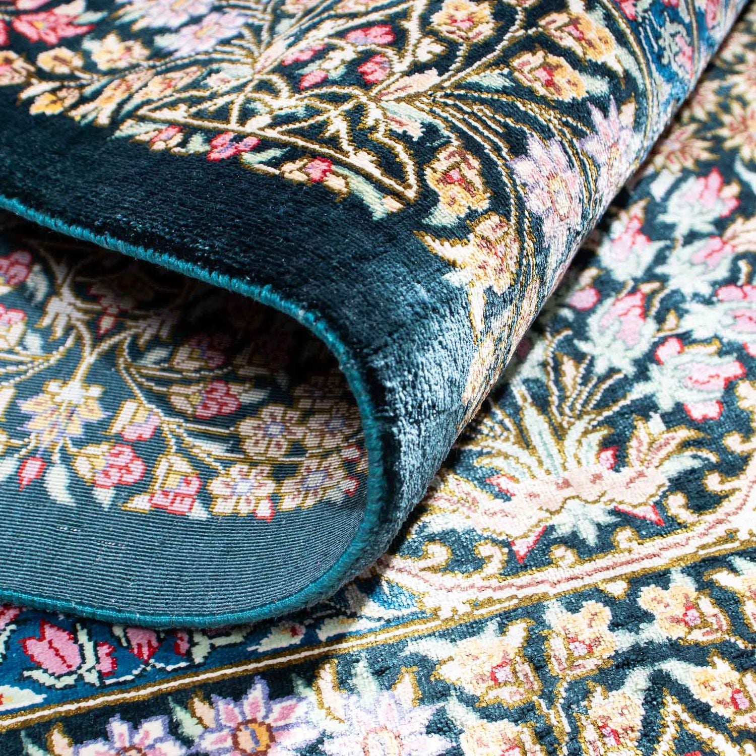 Alfombra persa - Ghom - 119 x 81 cm - azul oscuro