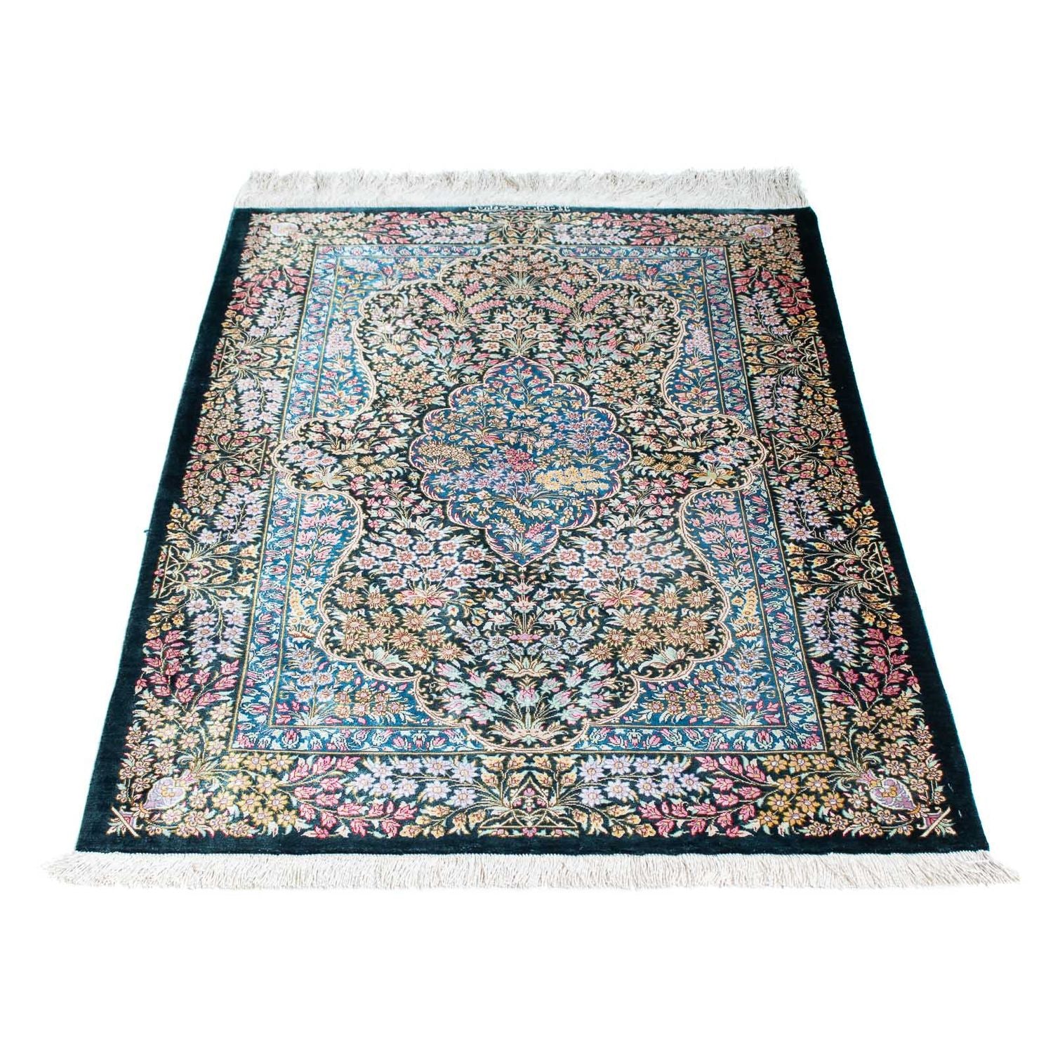 Alfombra persa - Ghom - 119 x 81 cm - azul oscuro