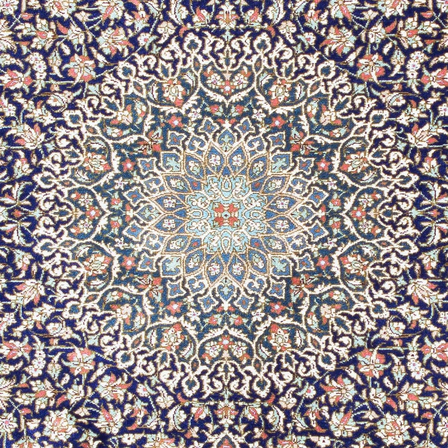 Alfombra persa - Ghom - 121 x 78 cm - azul oscuro
