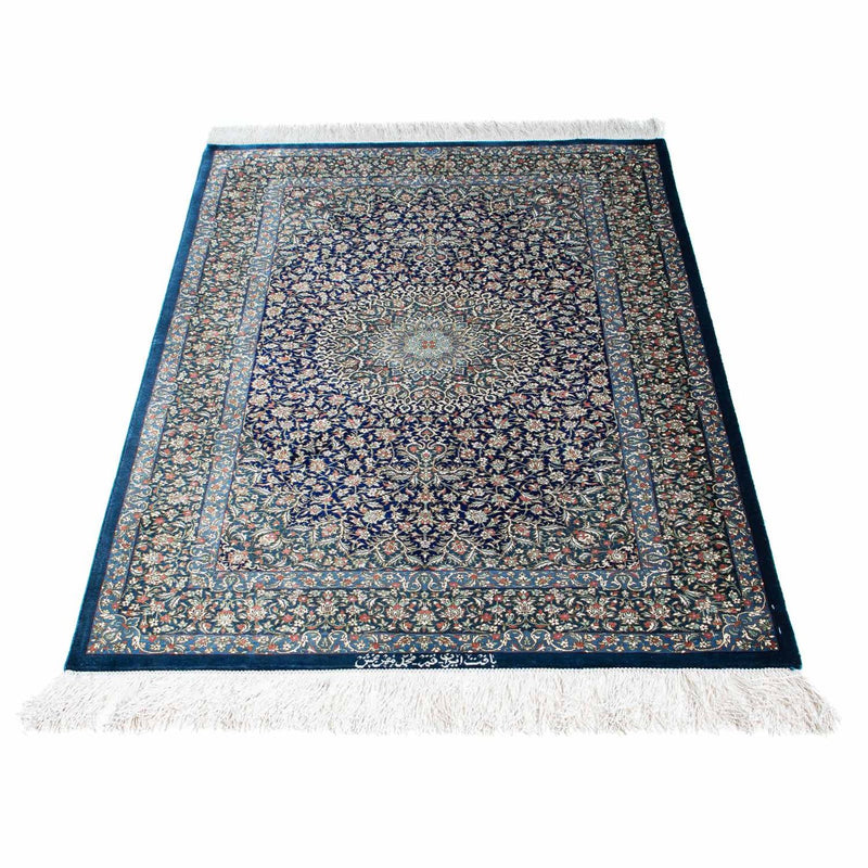 Alfombra persa - Ghom - 121 x 78 cm - azul oscuro
