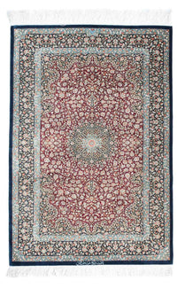 Alfombra persa - Ghom - 116 x 78 cm - azul oscuro