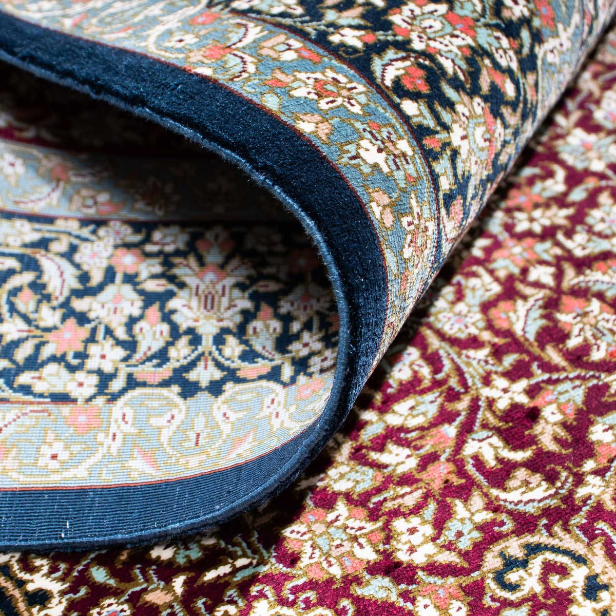 Alfombra persa - Ghom - 116 x 78 cm - azul oscuro