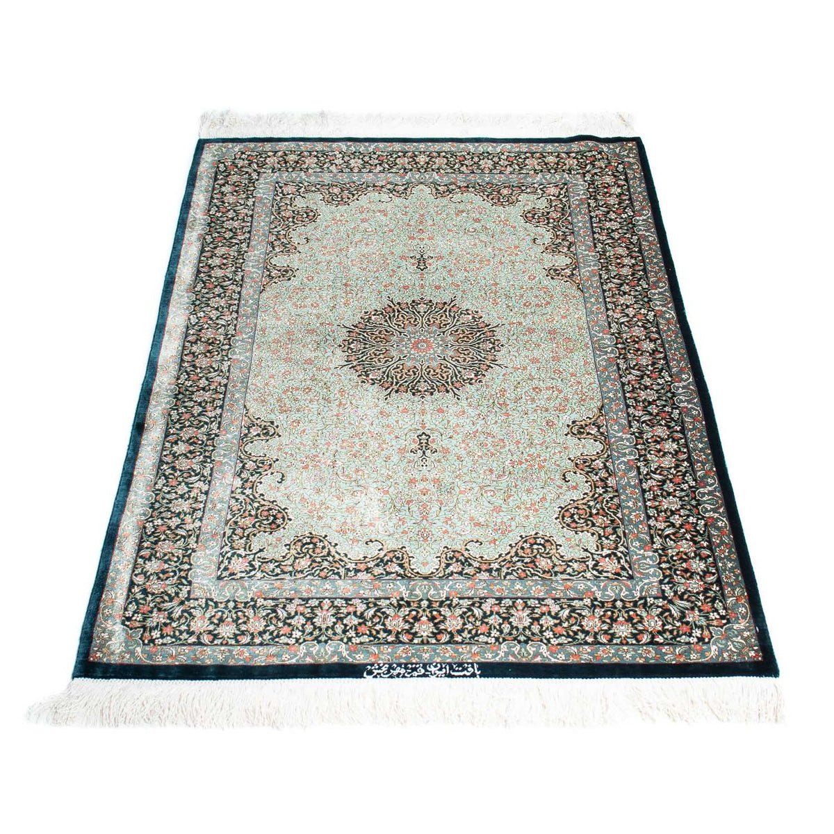 Alfombra persa - Ghom - 121 x 77 cm - azul oscuro
