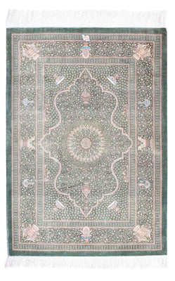 Alfombra persa - Ghom - 120 x 83 cm - gris claro
