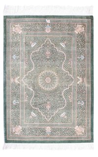 Alfombra persa - Ghom - 120 x 83 cm - gris claro