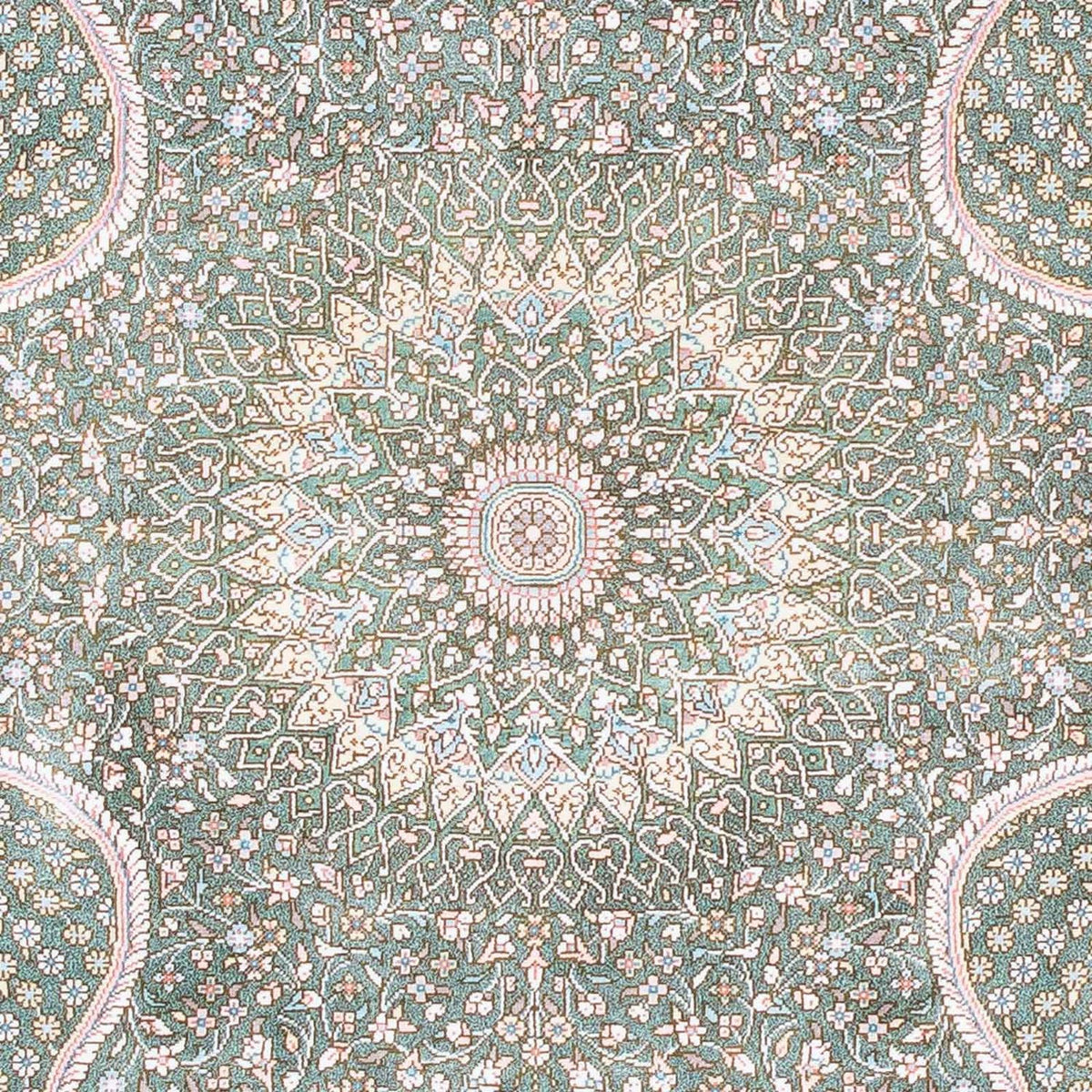 Alfombra persa - Ghom - 120 x 83 cm - gris claro