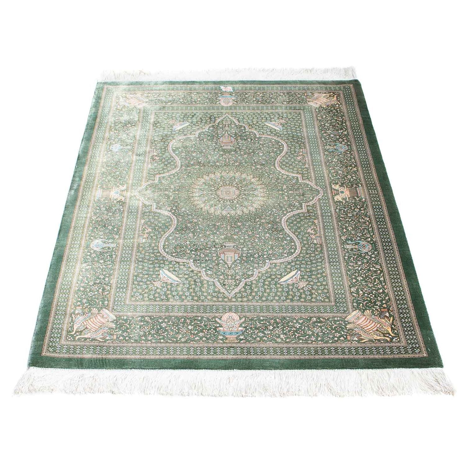 Alfombra persa - Ghom - 120 x 83 cm - gris claro