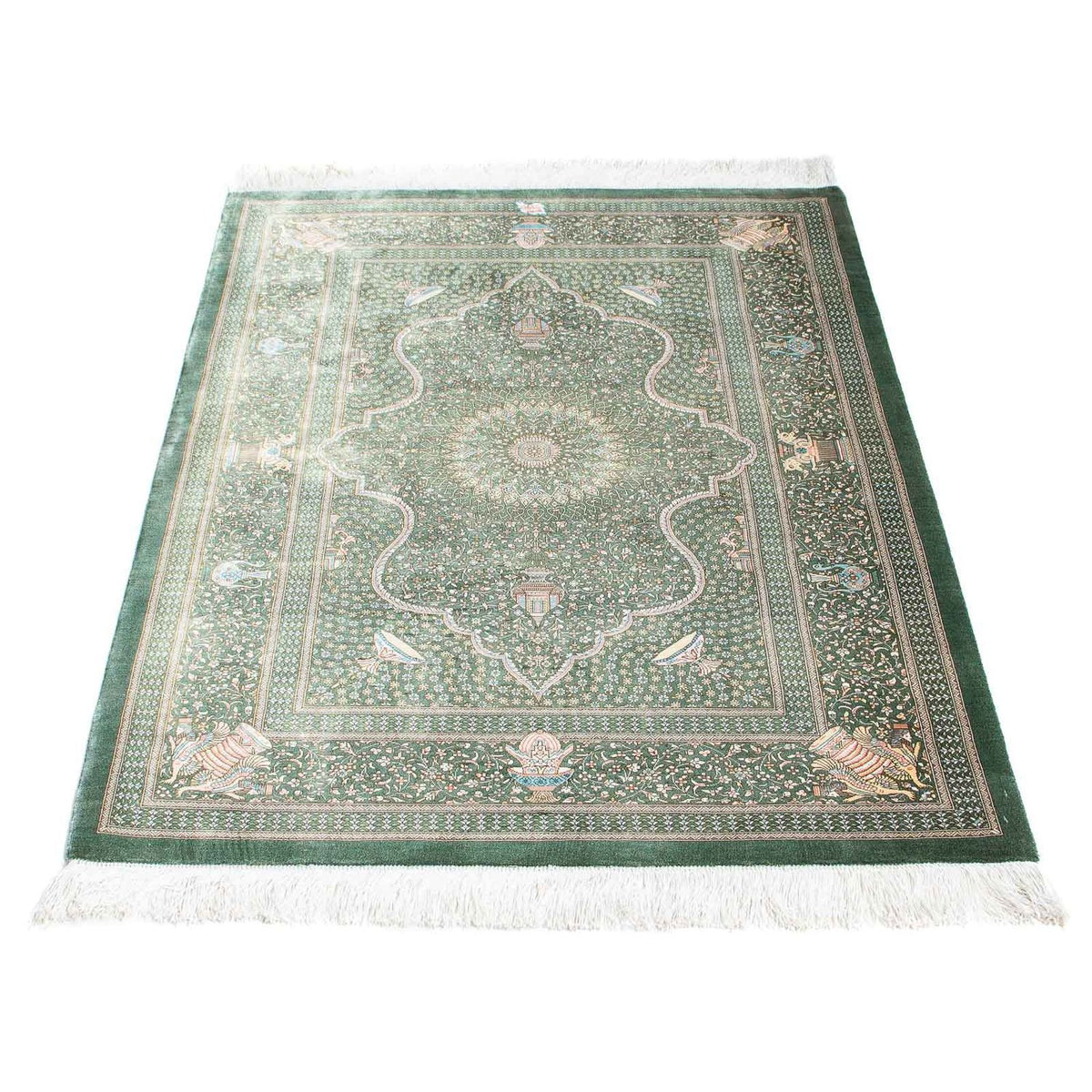 Alfombra persa - Ghom - 120 x 83 cm - gris claro