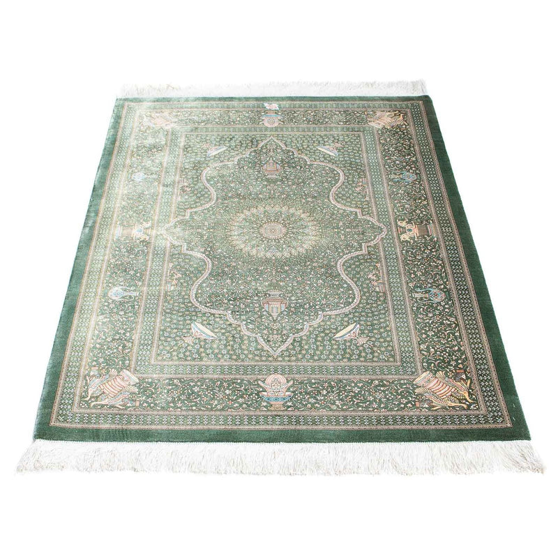 Alfombra persa - Ghom - 120 x 83 cm - gris claro