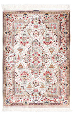 Alfombra persa - Ghom - 125 x 84 cm - beige