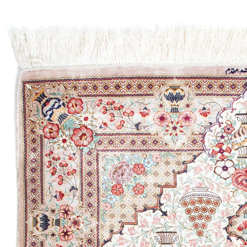 Alfombra persa - Ghom - 125 x 84 cm - beige